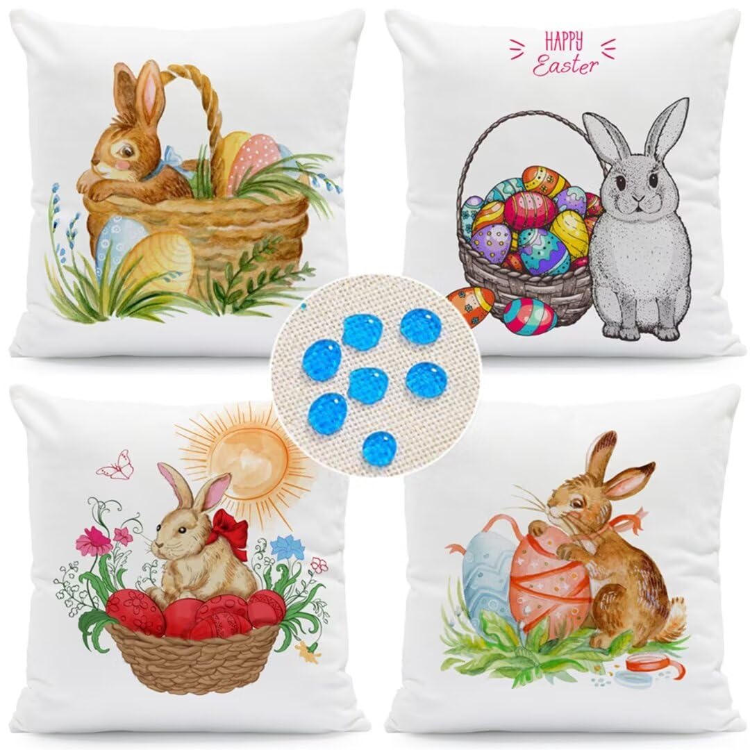 Cuscino per Divano 75x75cm/29x29in 4 Pack Fodere per Cuscini Impermeabili Pasqua Fodera per Cuscino Decorativo Copricuscini in Lino per Divano Casa Esterni Interni Fodere Cuscino Esterno ZC-189