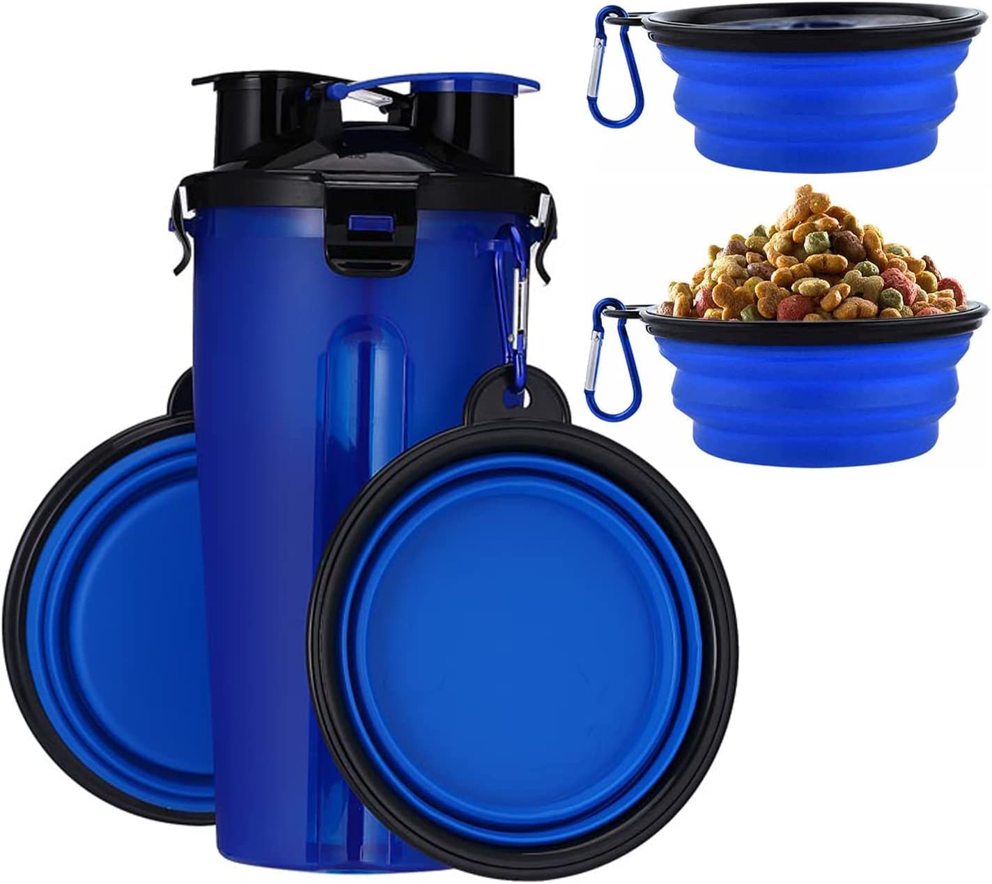 NILKANTH® 2-in-1 Pets Food Container/Water Bottle with Collapsible Dog Bowls for Walking Hiking Travelling, Blue (B07YRNS8MY) Amazon Price History, Amazon Price Tracker