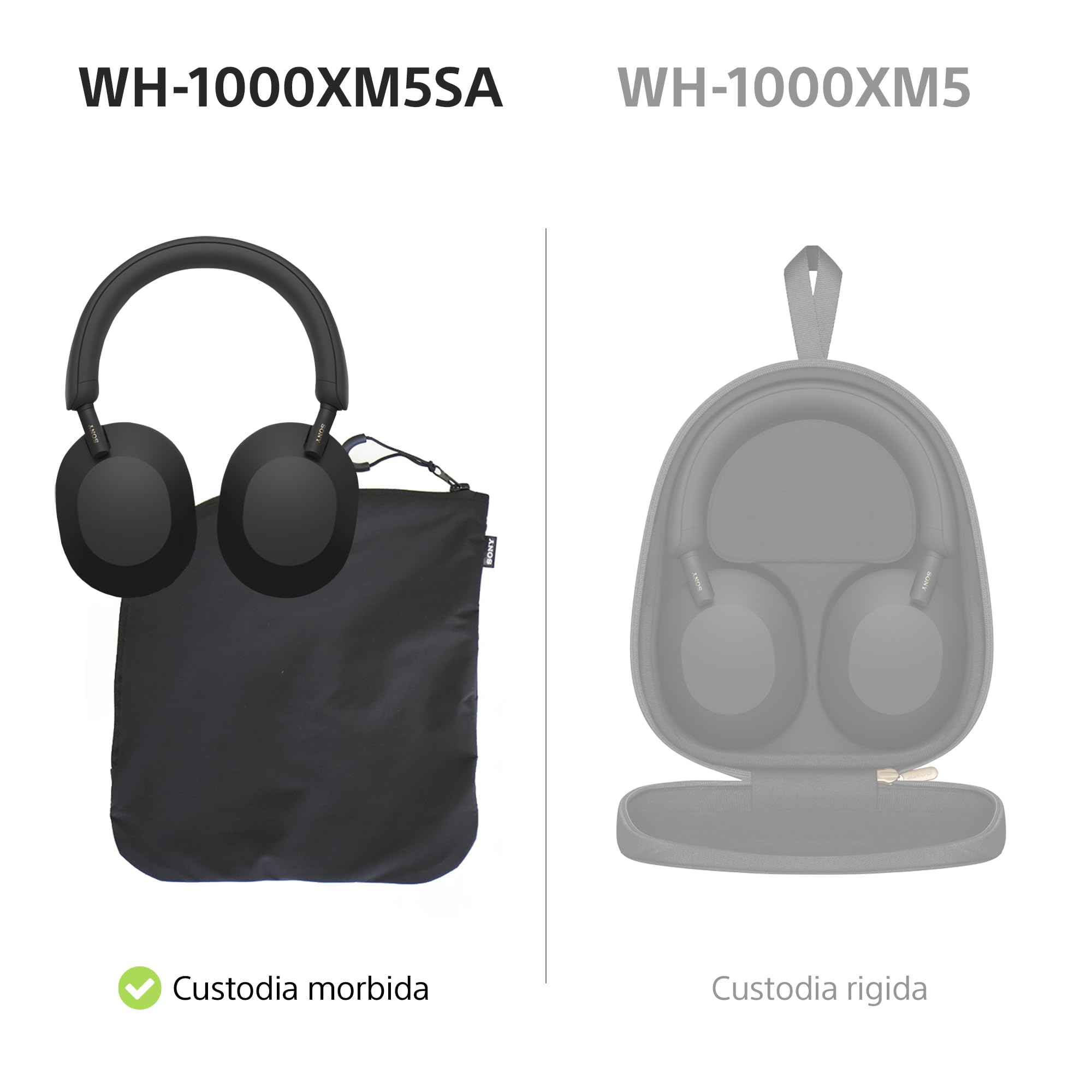 Sony WH-1000XM5SA Edizione Speciale con Custodia Morbida Cuffie Wireless con Noise Cancelling, Hi-Res Audio, Bluetooth, Chiamate nitide, Audio Hi-Res, Fino a 30 ore di batteria, iOS e Android – Nero