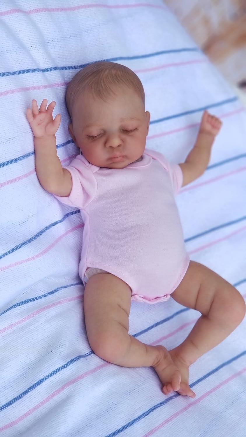 RXDOLL Mini Reborn Baby Dolls Girl Age 3+ 10 Inch Realistic Small Newborn Doll Eyes Closed Lifelike Tiny Silicone Baby That Look Real Cloth Body Vinyl Handmade Baby Doll Toys - Image 2