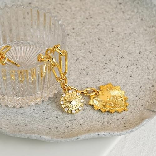 Oteegx Heart Necklaces For Women, 18K Gold Plated Sun Pendant Necklace Chunky Gold Heart Chain Aesthetic Jewelry Accessories thumb #3
