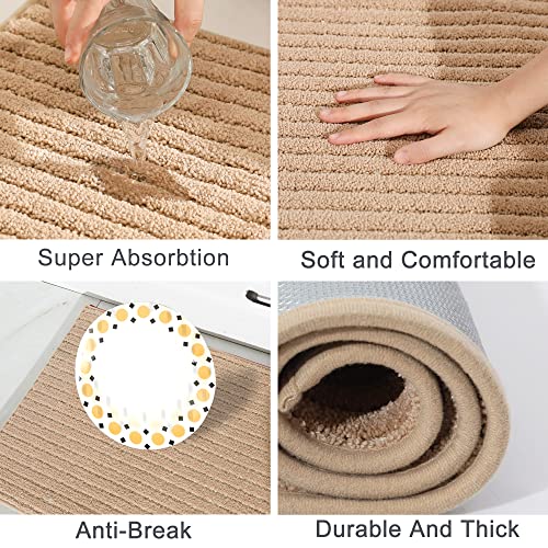 Beqhause Kitchen Rugs 100% Polyester Washable Kitchen Mats Floor Beige Kitchen Mat Set Of 2 Non Slip Mat For Floor Comfort Kitchen Carpet With Tpr Backing 20X30Inch/20X48Inch #TOP7
