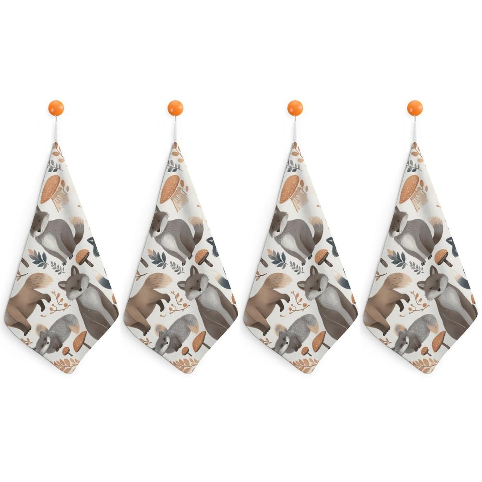 VstaDank Woodland Raccoon Animals Washcloth with Hanging Loop Quick Dry Microfiber Hand Towel Highly Absorbent Wash Cloth Reusable Makeup Remover Cloth Soft Feel Fingertip Towel for Bathroom
