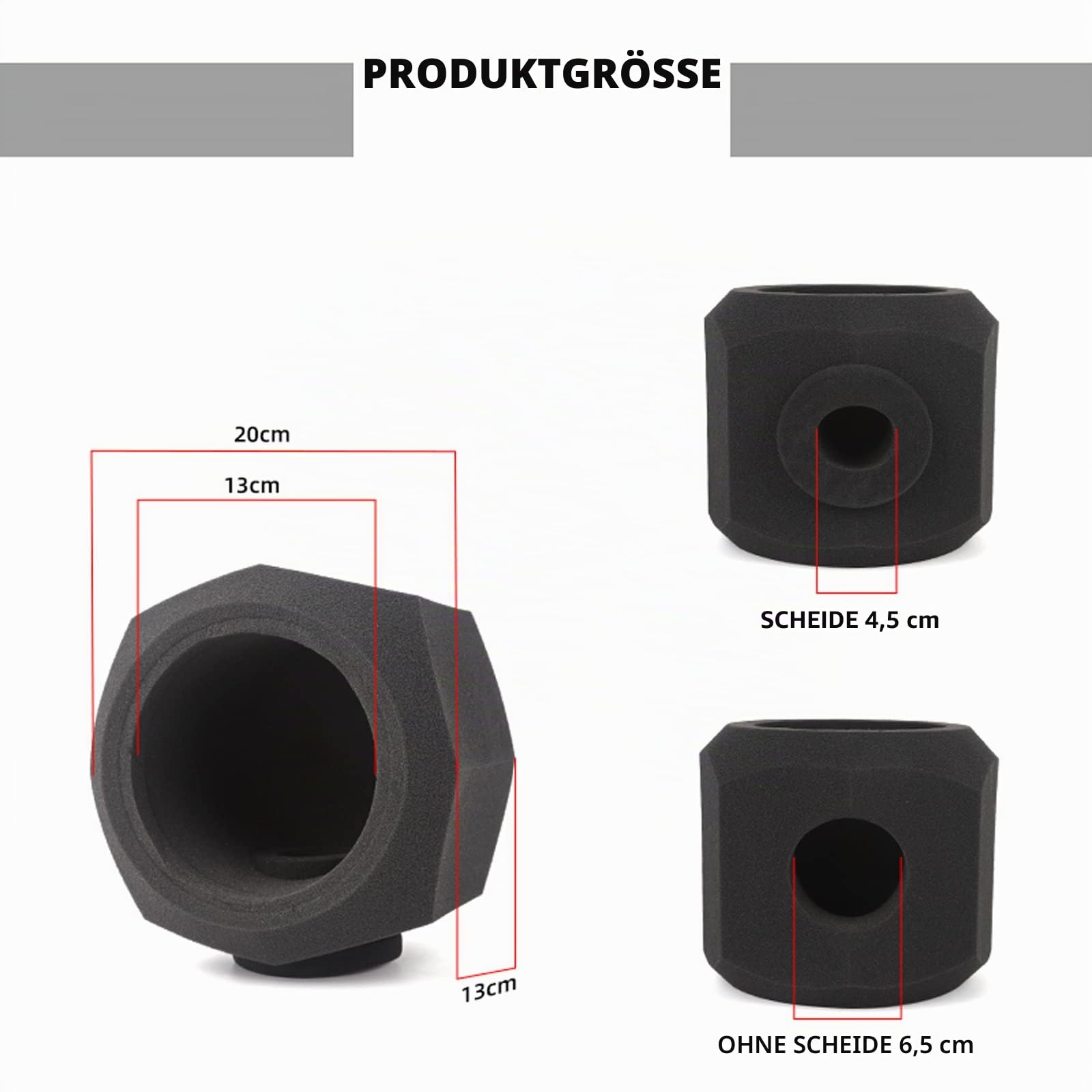Studio-Mikrofon-Windschutzscheibe, F3-Mikrofon, Windschutz, Pop-Filter für 4,5-6 cm (1,77 - 2,35 Zoll) Gesangs-Isolationskabine, tragbare Studio-Ausrüstung, schalldichte Abdeckung