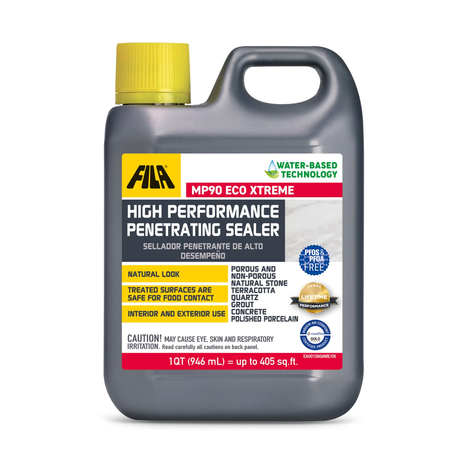 Natural Stone Sealer MP90 Eco Plus 1 QT, Natural Look Sealer and Stain Protector, ideal for All Natural Stone, Polished Porcelain Tile and Grout, Eco-friendly Water Based
