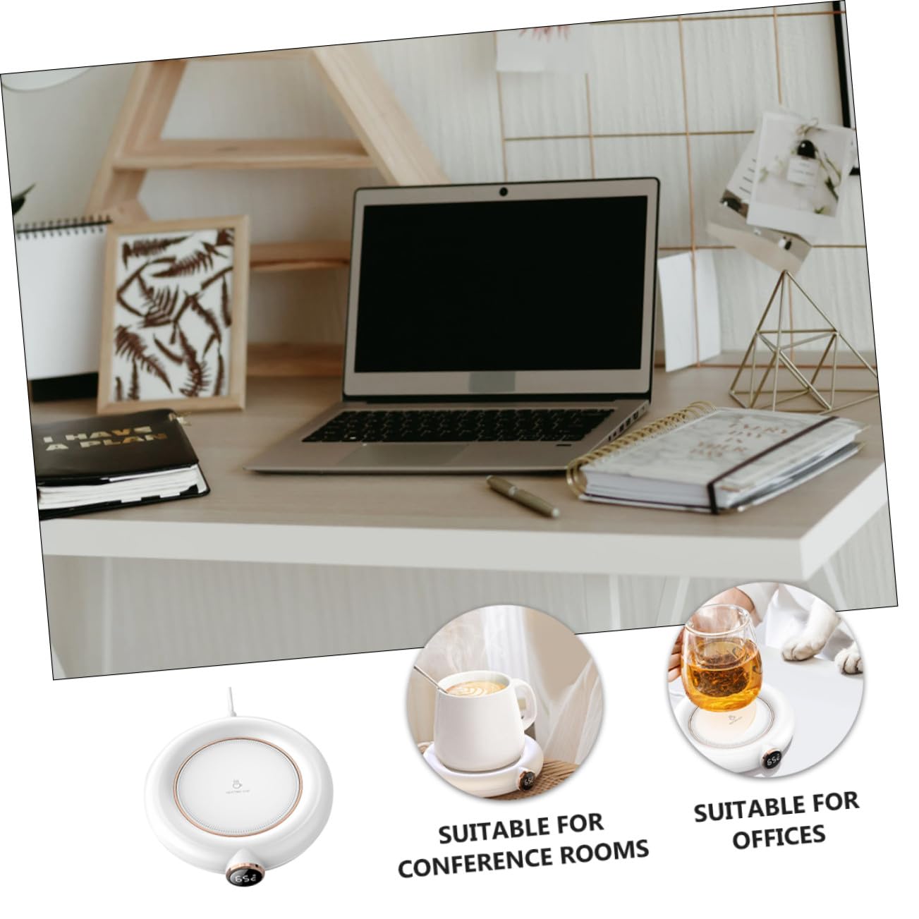 Gatuida 1pezzi Sottobicchiere Riscaldante USB per Tazze da Caffè Latte e Tè Conservazione del Calore della Temperatura e Anti-schizzo