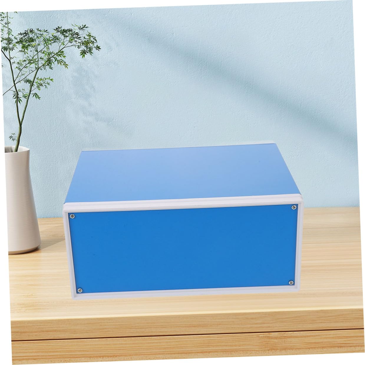TEHAUX Blauer Metall Elektronik Projektkasten aus Eisen Wetterfester Selbstgemacht Anschlusskasten mit Elegantem Design für Elektrische Geräte und Kabelschutz im Innenbereich