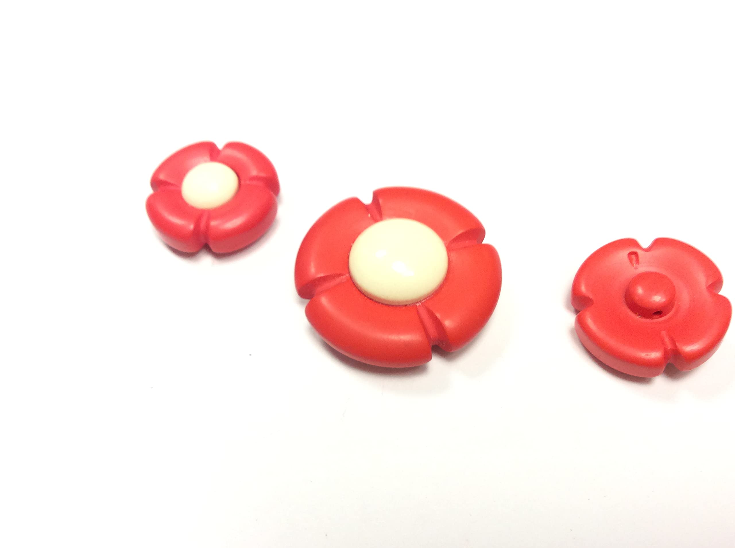 FilmodashopButton Haute Couture Flower Red White CM 1,5