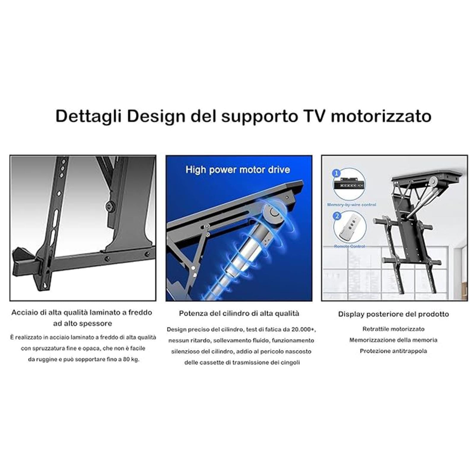 Zmotoryzowany uchwyt na telewizor 50-90 cali, schowany mechanizm wysuwany z automatycznym podnoszeniem, napędzany uchwyt sufitowy z pilotem