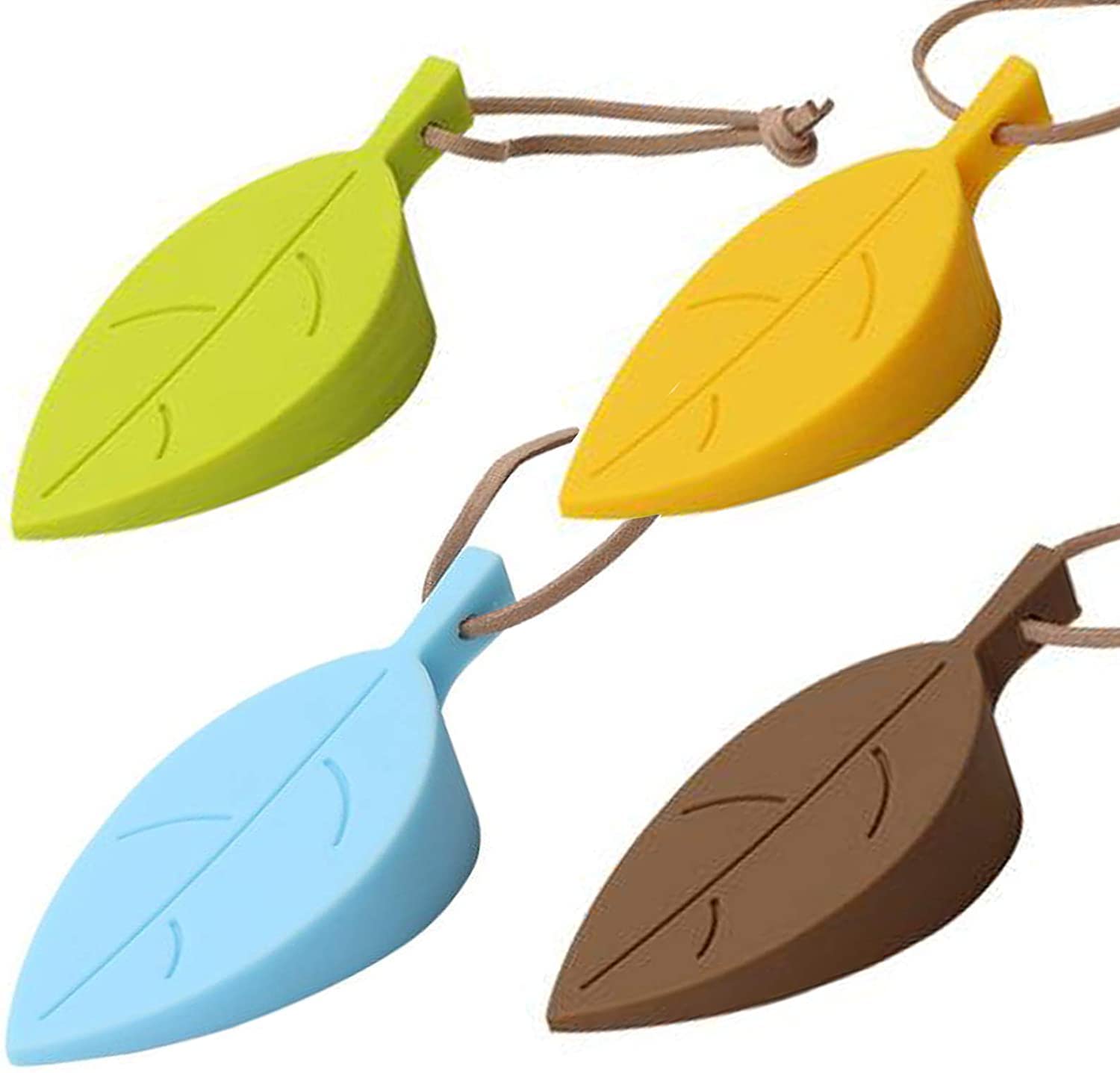 Nvsfzgiyg A Self-Dhesive Door Stopper,Bumper Buffer,Silicone Leaves Stop,4 Pieces Cute,With Lanyard,Decorative Leaf, Finger Protectors For Home,Office,Secure Wedges