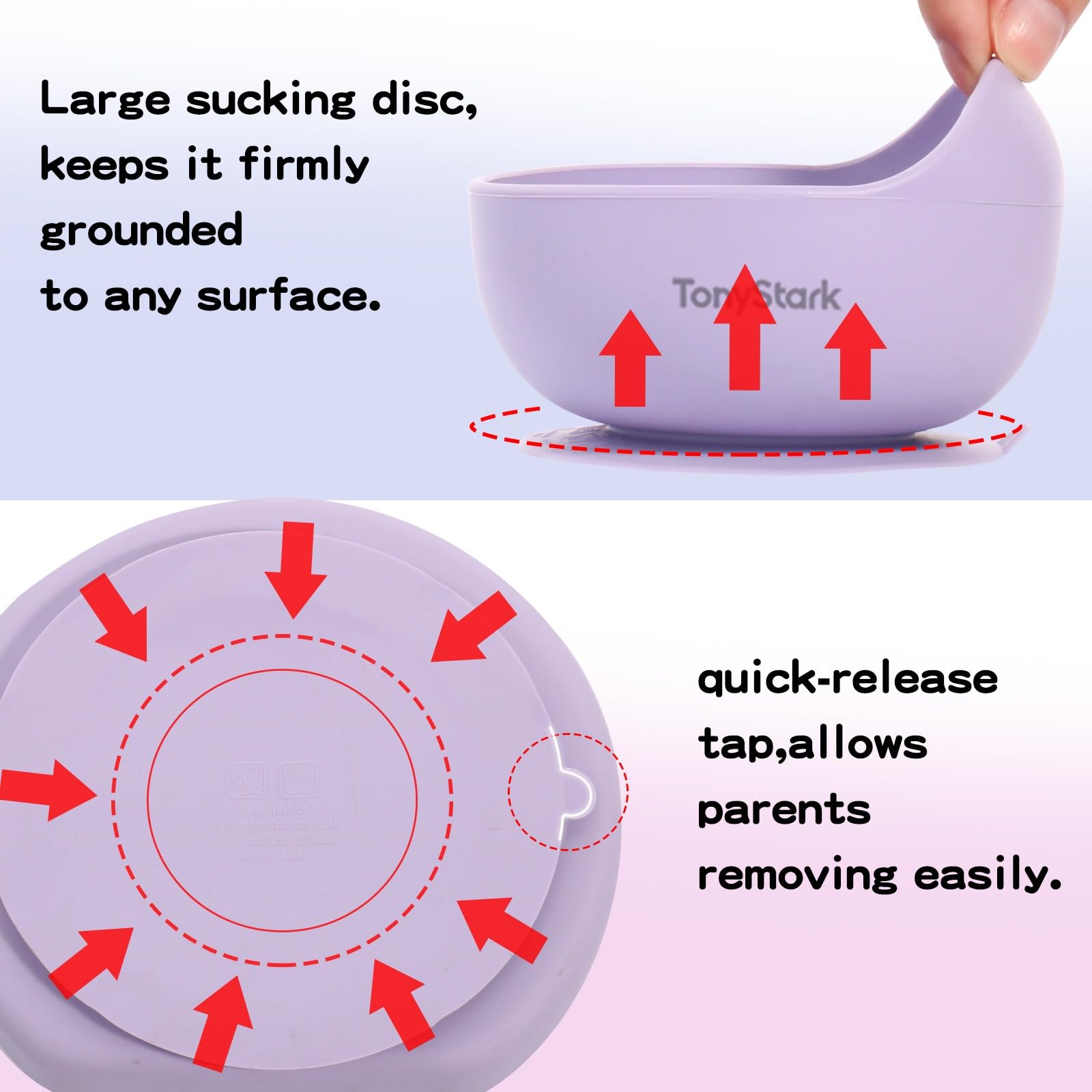 Tony Stark 7 Pcs Silicone Baby Feeding Set Bpa-Free,Microwave Safe,Anti-Slip Base | Complete Tableware Kit for Babies & Toddlers with Suction Plate,Curved Dish  ,Cup, Spoon,Fork & Bib (Lavender) - Image 4 thumbnail