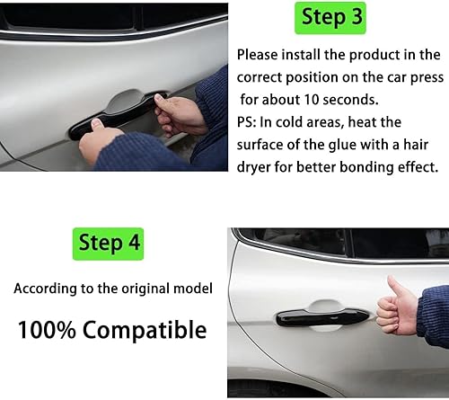 Miniatura 7 de MENDX Cubierta exterior de la manija de la puerta para Nissan Navara Np300 2015-2020 Cubierta de manija de puerta exterior de fibra de carbono