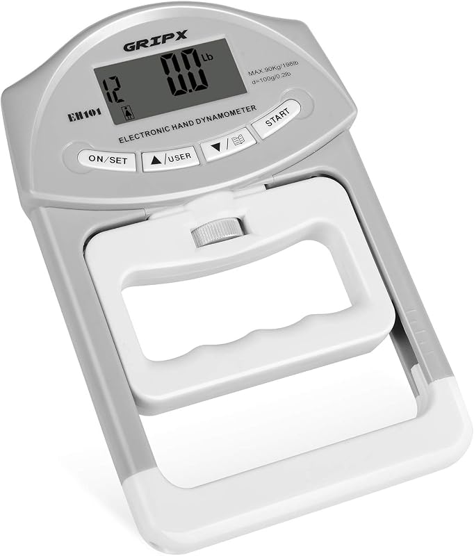 GRIPX Digitális Kézerő Mérő Dinamométer Szürke 90kg Kapacitás Elektronikus Markolat Erősség Teszter Fitness Edzés