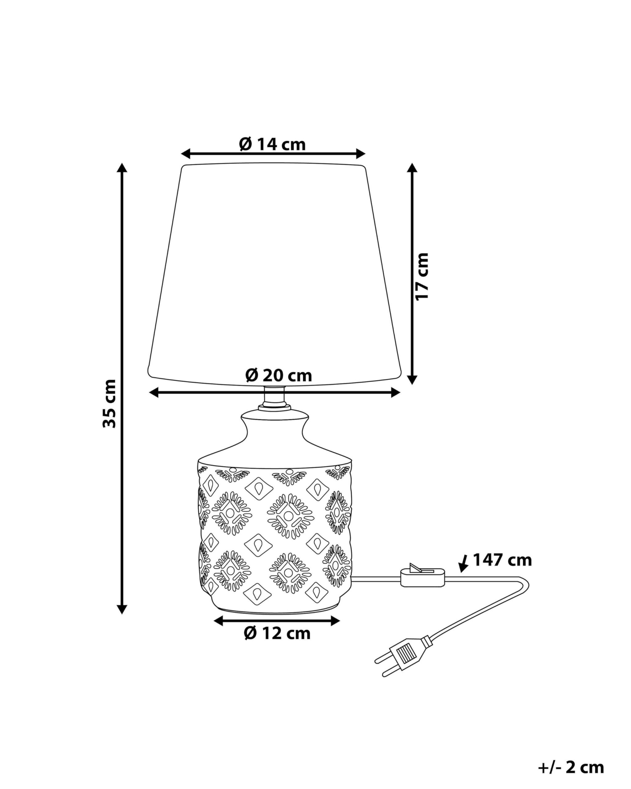Lámpara de mesa de cerámica beige claro azul claro 35 cm pantalla de tela Rosanna