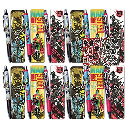 DC Comics Batman Superman Pens Set ~ 12 Pack Batman Superman, and Justice League Pens, Bookmarks, and Stickers (Batman 2022 Calendar Accessories Office Supplies)