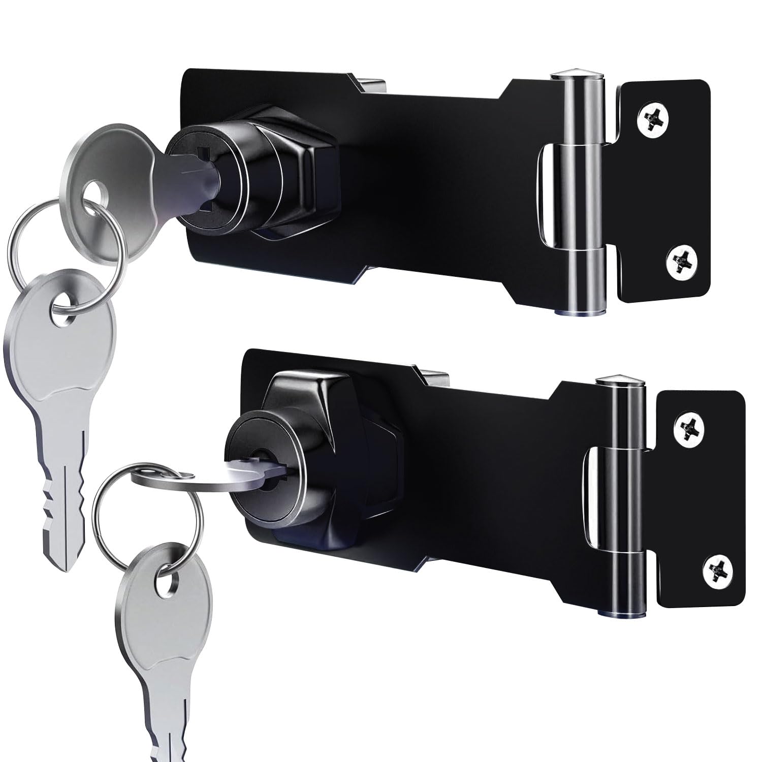 2 Packs Keyed Hasp Locks,V·RESOURCING Twist Knob Keyed Locking Hasp for Small Doors, Drawer, Cabinets and More, Hasp Lock Catch Latch Safety Lock Door