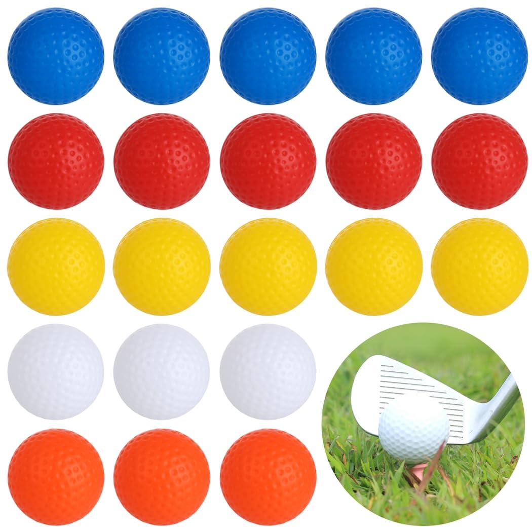 125 STK. Trainingsgolfbälle, Hohle Kunststoff-Golfbälle mit begrenzter Flugweite, mehrfarbige realistische Bälle zum Üben drinnen und draußen, für Golfparty-Deko und Zubehör