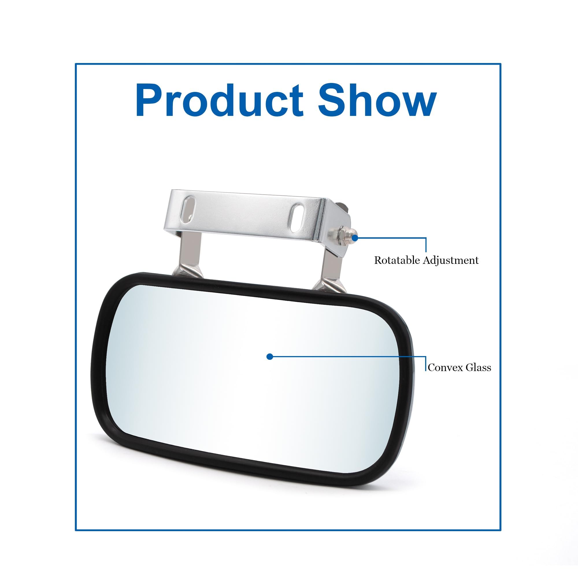 JZSUPER 2 Pcs Universal Safety Mirrors fit for Truck Boats Car Tractors Forklifts Stainless Steel Rectangular Convex Mirror Over The Door w/U-Bracket Improves Visibility