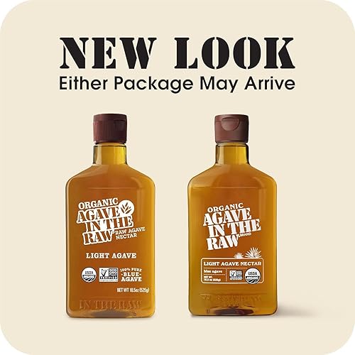 Miniatura 5 de Agave orgánico en el néctar de agave claro crudo, 18.5 onzas, fabricado con agave azul de México, USDA orgánico, proyecto verificado sin OMG, vegano