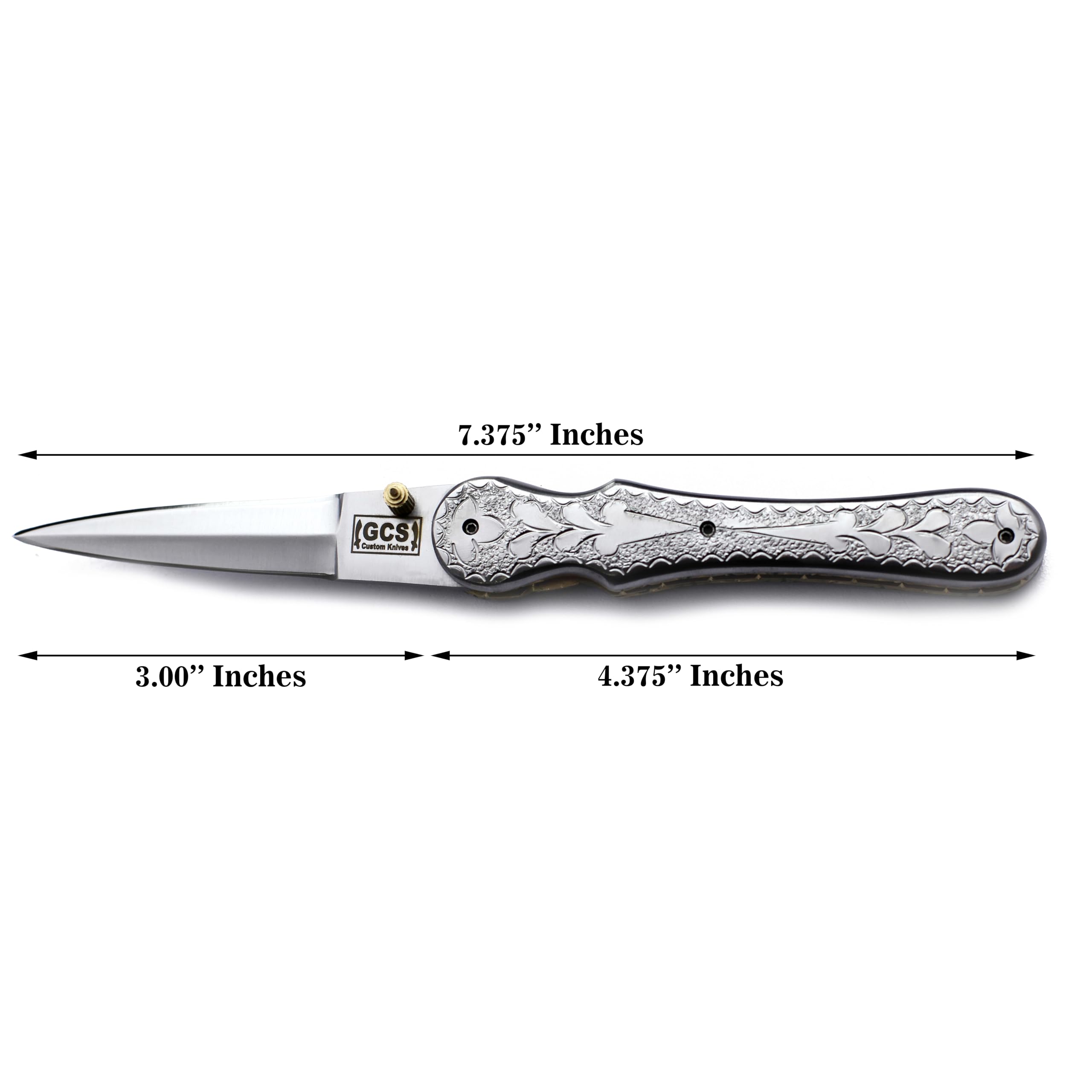 GCS Handmade D2 Steel Tactical Hunting Folding Knife with Leather Sheath for Hunting and Camping & EDC GCS-919F