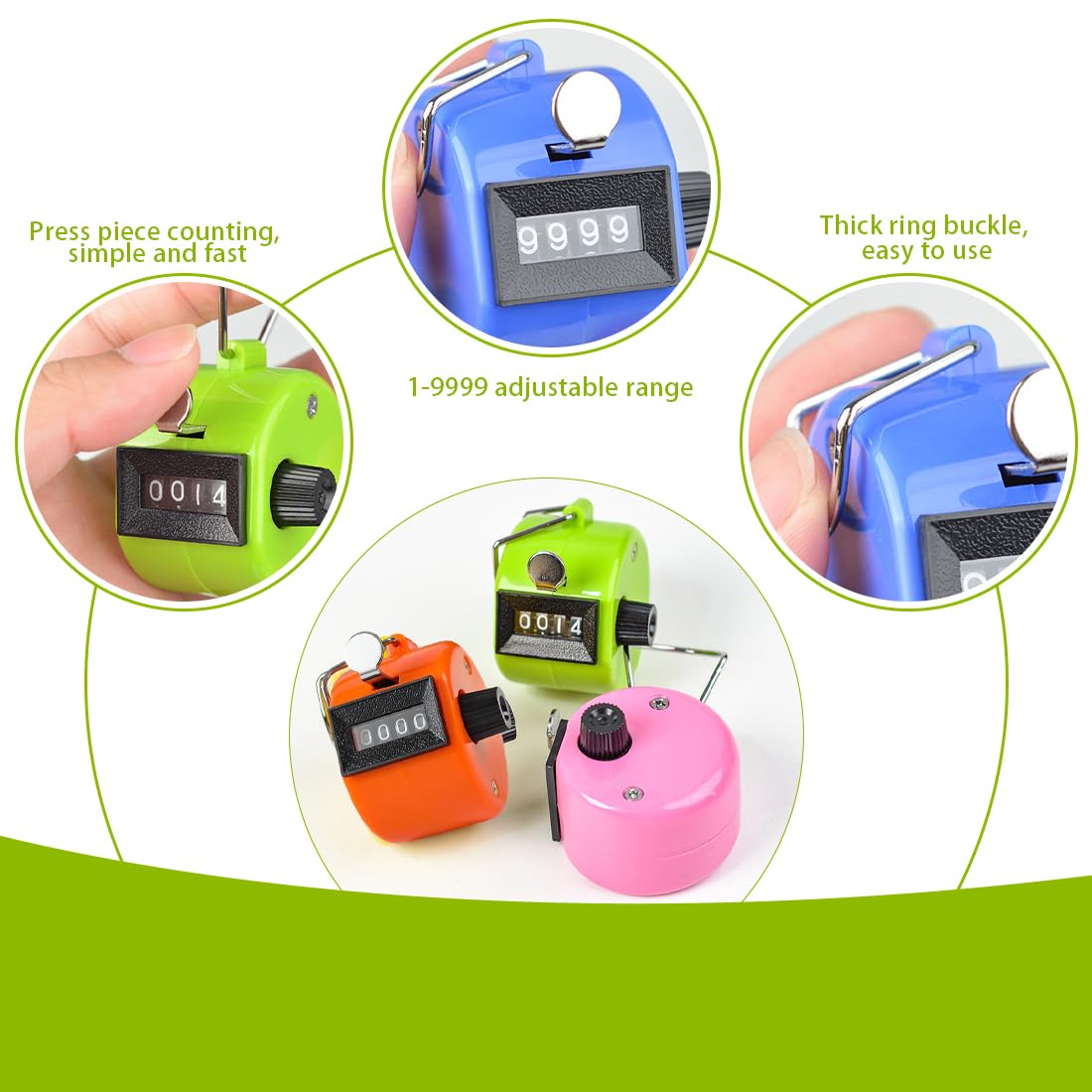 EIHI 4 Pcs Compteur Manuel Compteur À Cliquer 4 Chiffres Compteurs Manuels Click Compteur Pour Compteur Manuel Mécanique