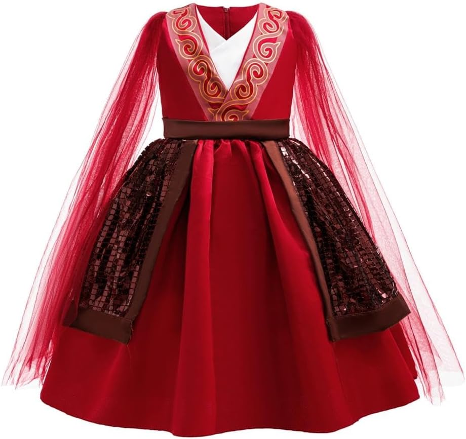 Dressy Daisy Girls Princess Warrior Costume Hanfu Chinese Heroine Dress Up Halloween Party Outfit