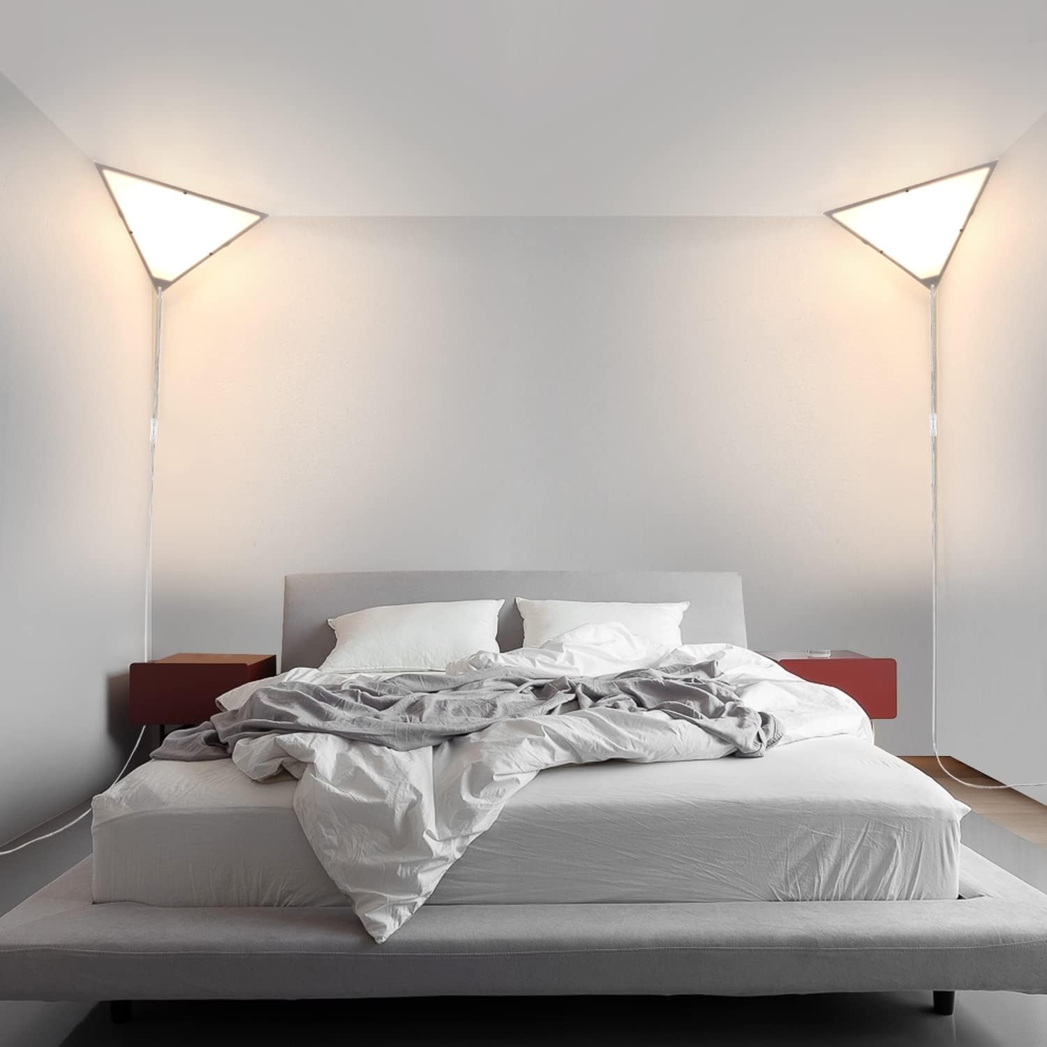 haultop 2 Pack Triangle Corner Lights for Living Room, Modern with Acrylic White Shade, Corner Ceiling Light Plug in Cord, Corner Wall Light for Bedroom, Office, Hallway