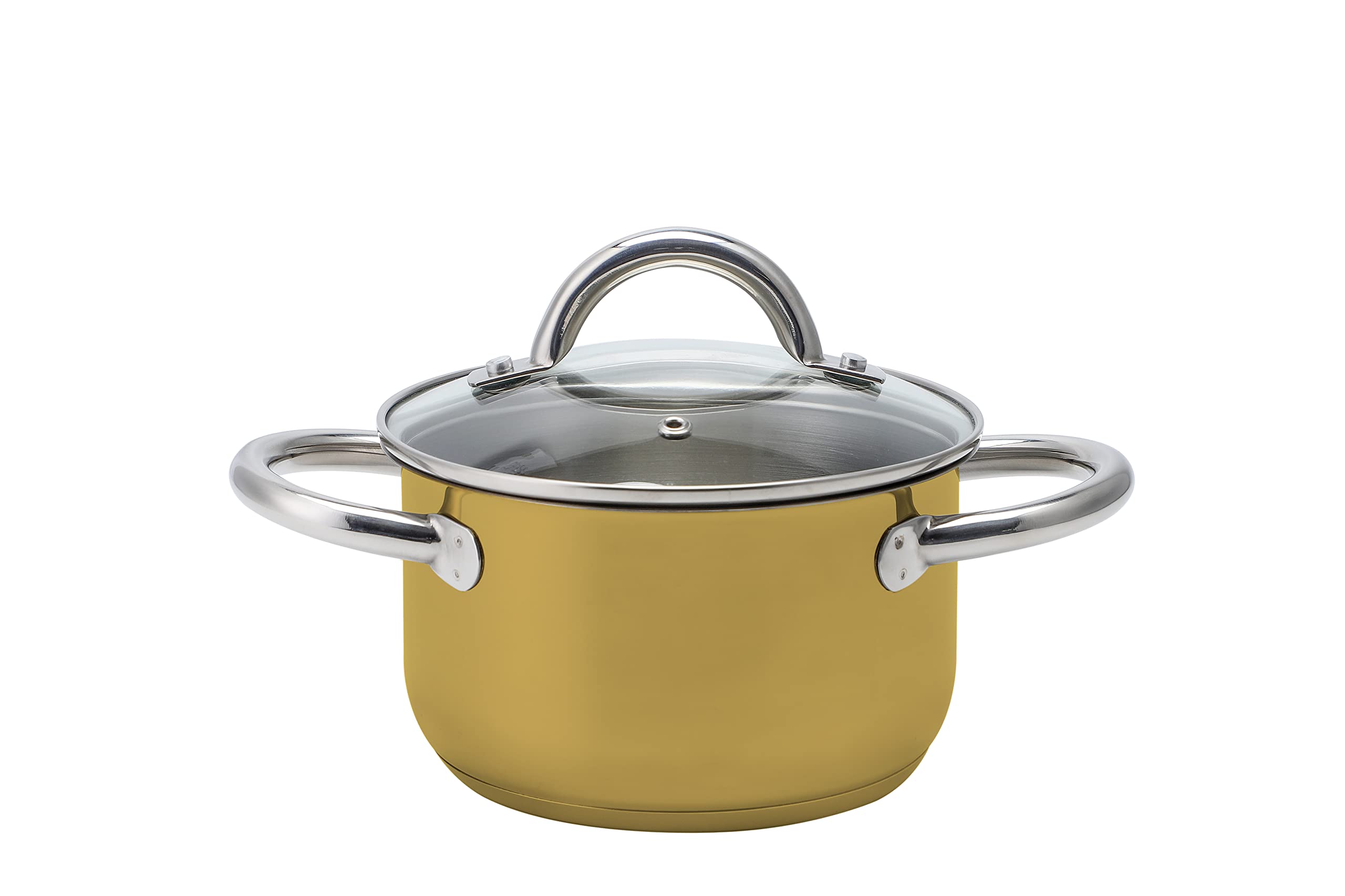ECHTWERK Lot de 8 casserole en acier inoxydable de qualité supérieure - Avec couvercle en verre - 3 casseroles - Pour tous types de feux - Édition dorée