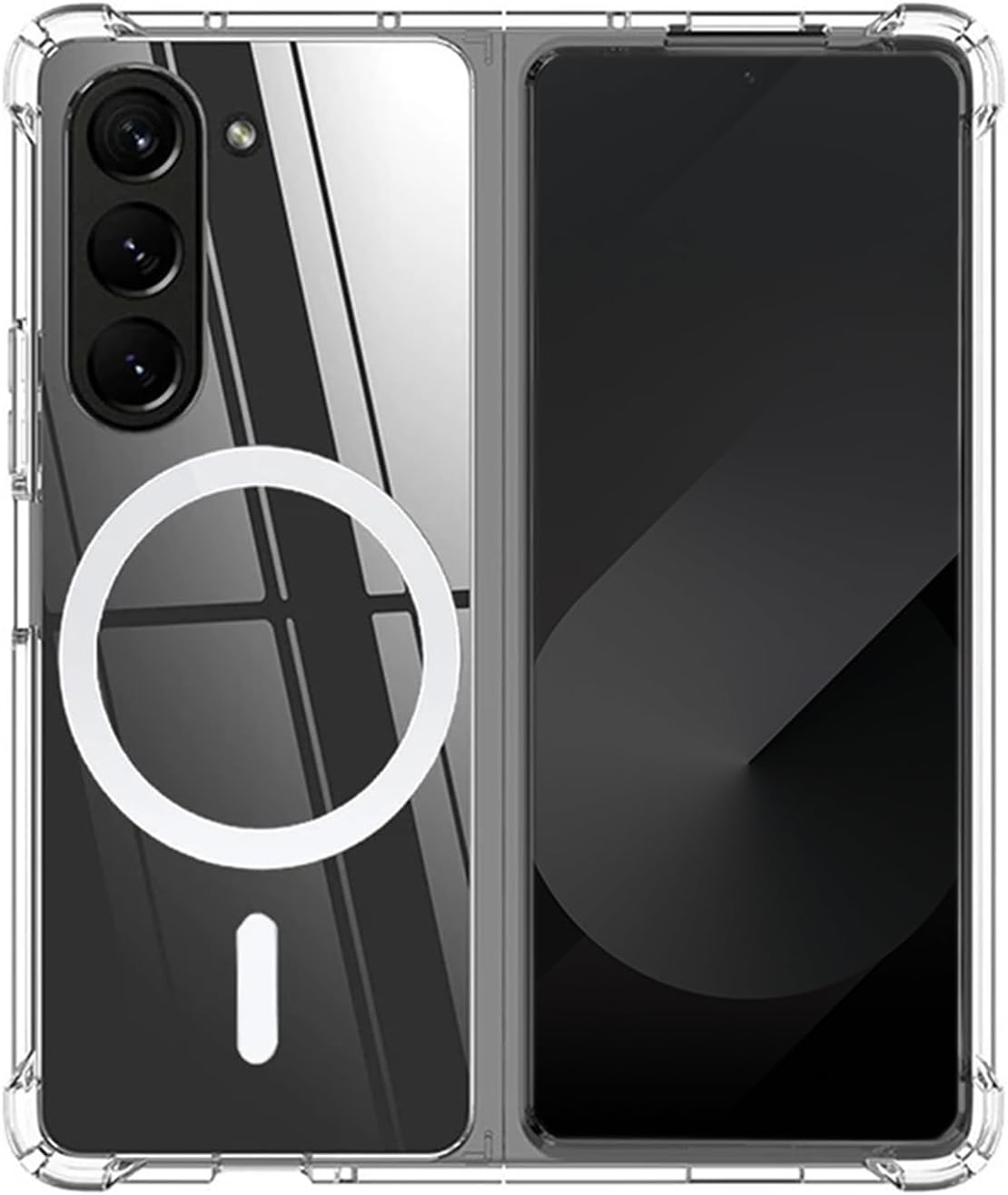 for Samsung Galaxy Z Fold 6 Magnetic Clear Case, Compatible with Wireless Charger and Magsafe Card Wallet, Simplistic Transparent Shockproof and Drop-Proof Case (Fold 6)