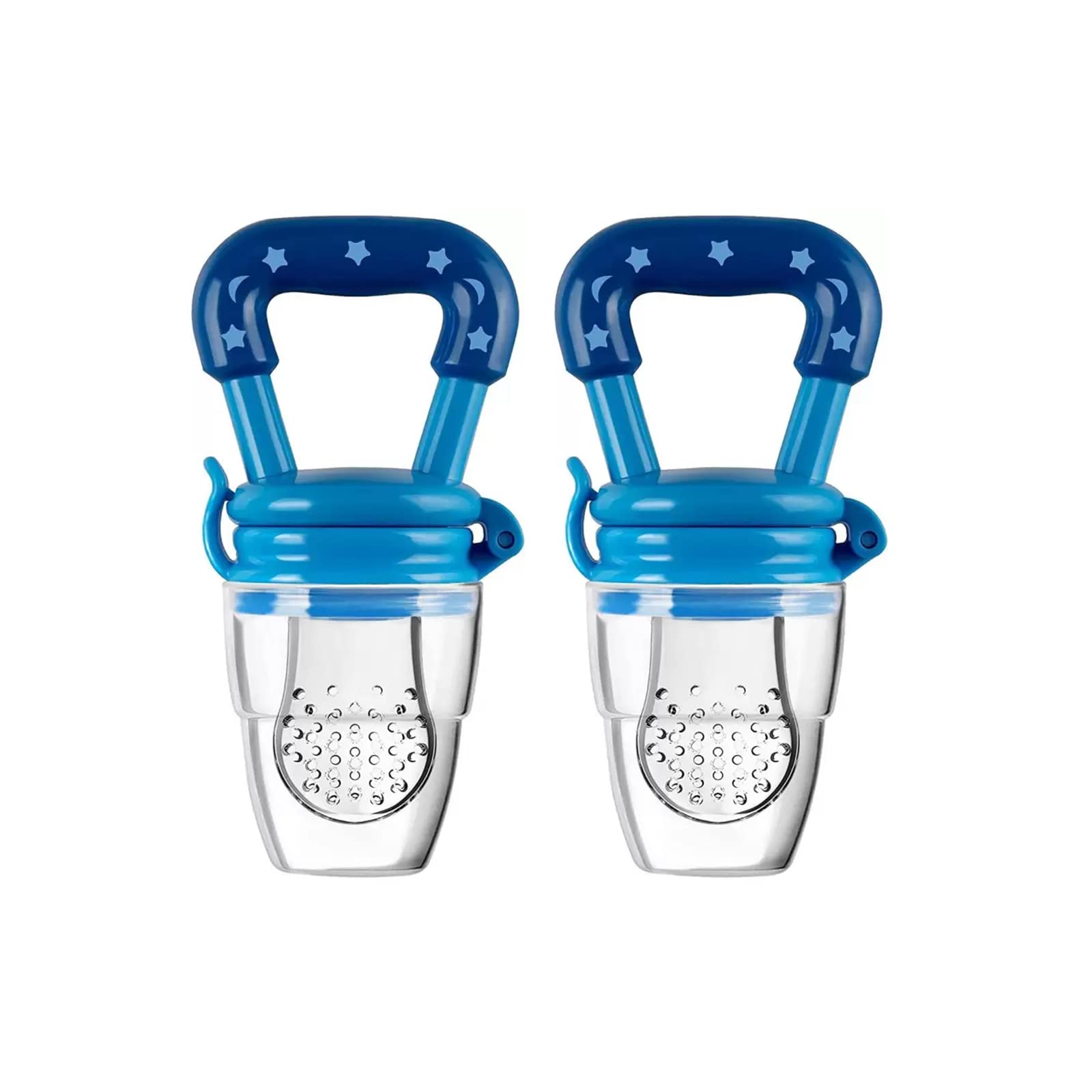 Safe-O-Kid BPA-Free Baby Fruit/Food Feeder – Safe, Non-Toxic Silicone Feeder for Fresh Fruits, Vegetables, and Snacks, Ideal for Babies and Toddlers,Blue Pack of 2