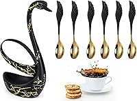 Vista 1 de Coffee Dessert Spoons Set Swan, Metal Holder Tea Spoons Set Of 6, Small Elegant Coffee Espresso Spoons Mini Organizer Swan, Swan Spoon Set Coffee