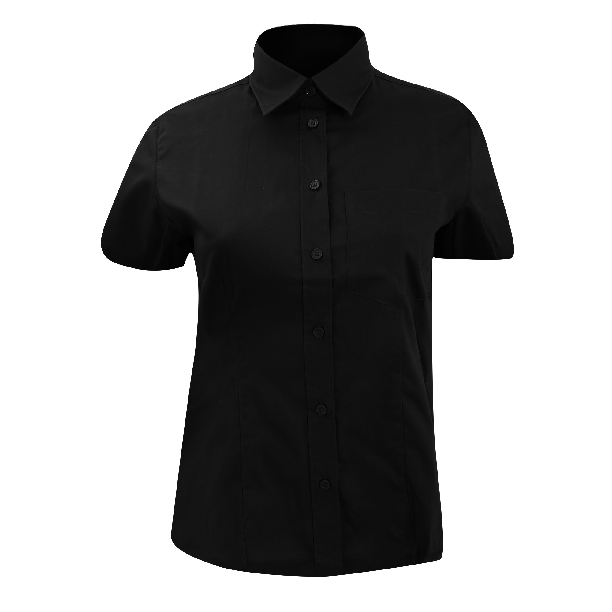 Kustom Kit Ladies Short Sleeve Corporate Pocket Oxford Shirt (16) (Black)