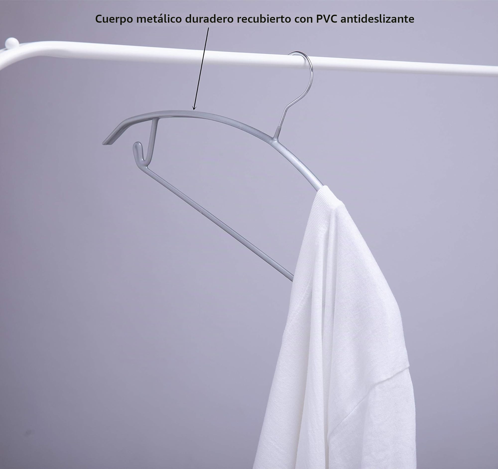 43 cm Sin protuberancias en el Hombro Recubrimiento de Goma Antideslizante Contorno Metal Sin protuberancias Percha, Percha para suéter