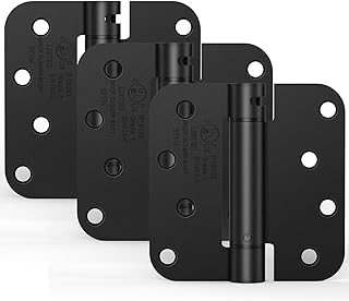 Black 4 inch Spring Hinge Automatic Self Closing Door Hinges, 4" x 4 inch Heavy Duty Hinges for Doors 5/8"Radius Indoor Fire Door Hinges Home Bathroom Pantry Basement Front Door Hinges, 3 Pack