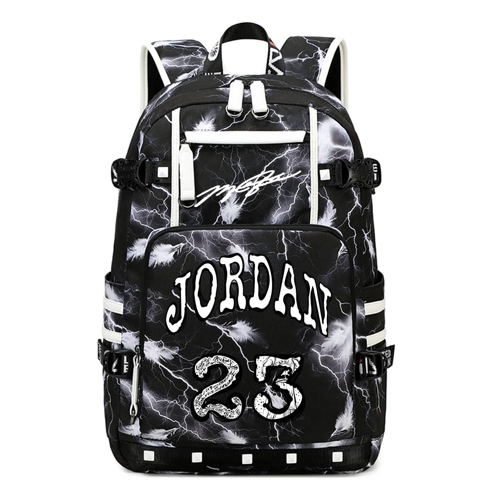buluuoor Basketball Star 23 Athletes Laptop Backpack Student Backpack Men Women Ultra Light Travel Bag (Black and White1)
