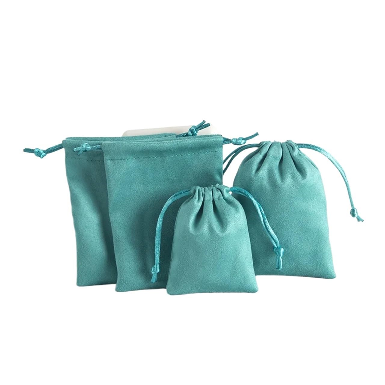 Mlyvax 20pcs Blue Flannel Jewelry Pouche Velvet Drawstring Earring Packaging Organizer Gift Bag Wedding Bulk