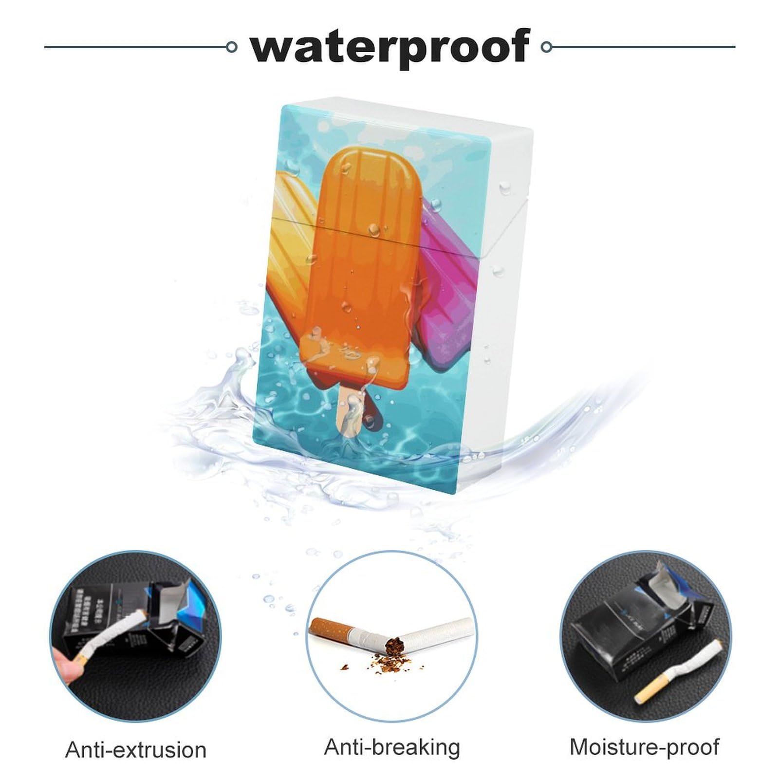Amazon.com: Ice Popsicles Cigarette Case Waterproof Plastic Cigarette Box  Vintage Cigarette Cases for Men Women Small Funny Cigarette Holder for  Regular 85mm King Size 20 Capacity : Health & Household