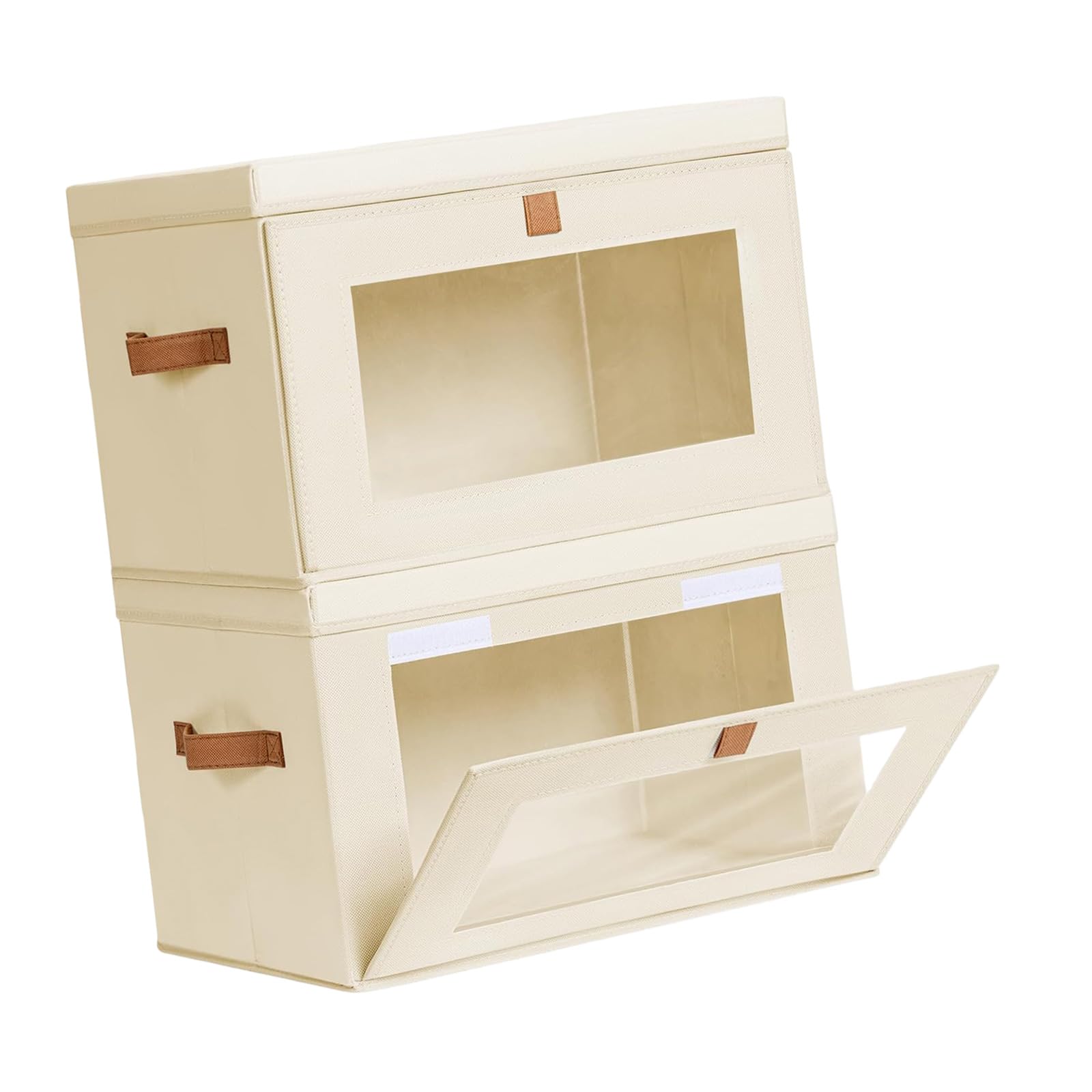 Kalttoy Pack Heavy Duty Foldable Storage Bins Having Front Opening and See Through Window for Quick Item Identification Closet Organization Bins