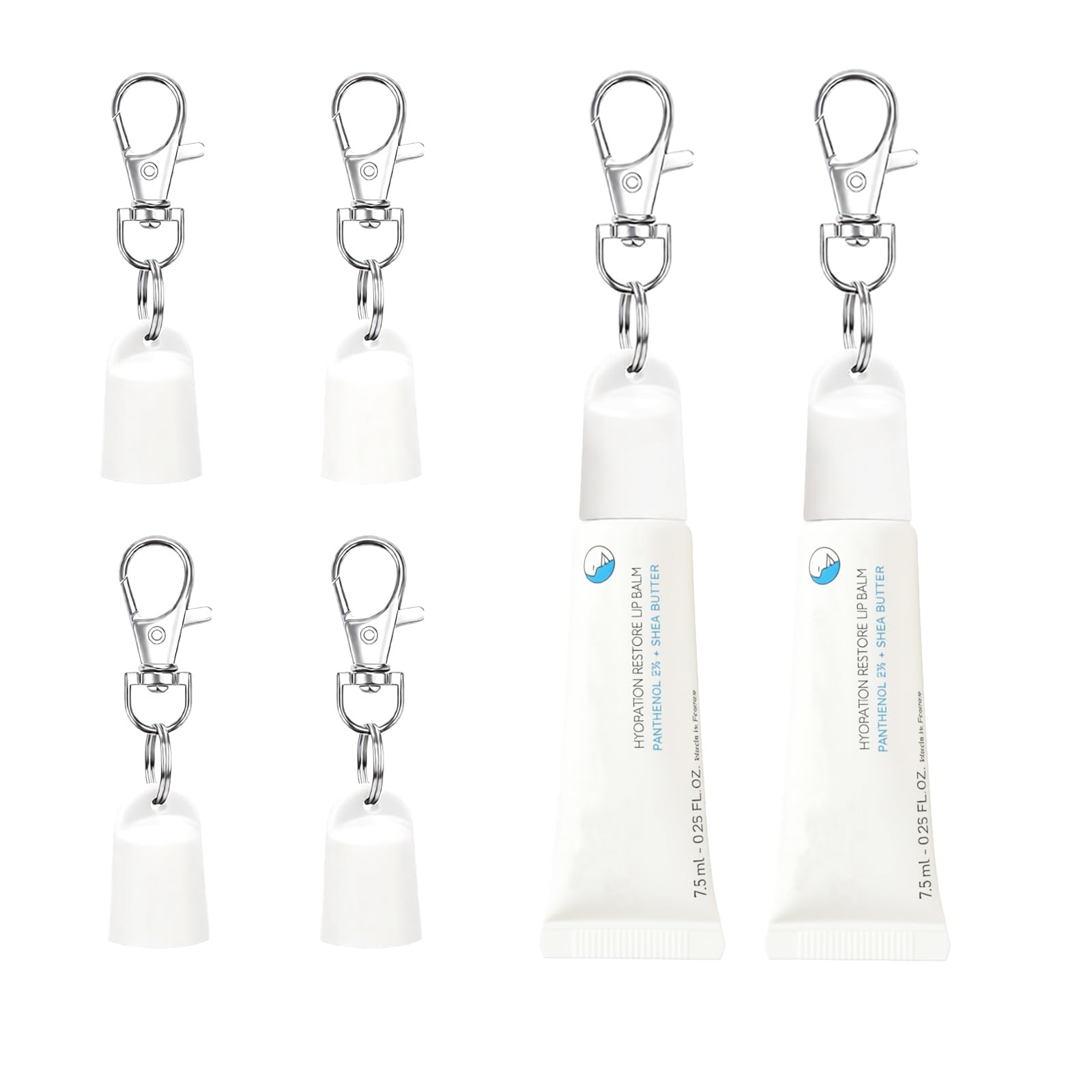 【4 Pack】 Keychain Caps Compatible with La Roche-Posay Cicaplast Lip Balm 0.25Oz, Portable Lip Balm Holder with Keychain