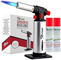 Vista 1 de Jo Chef Antorcha de cocina con butano incluido, antorcha recargable, pistola de encendedor de crema Brulee con bloqueo de seguridad y llama
