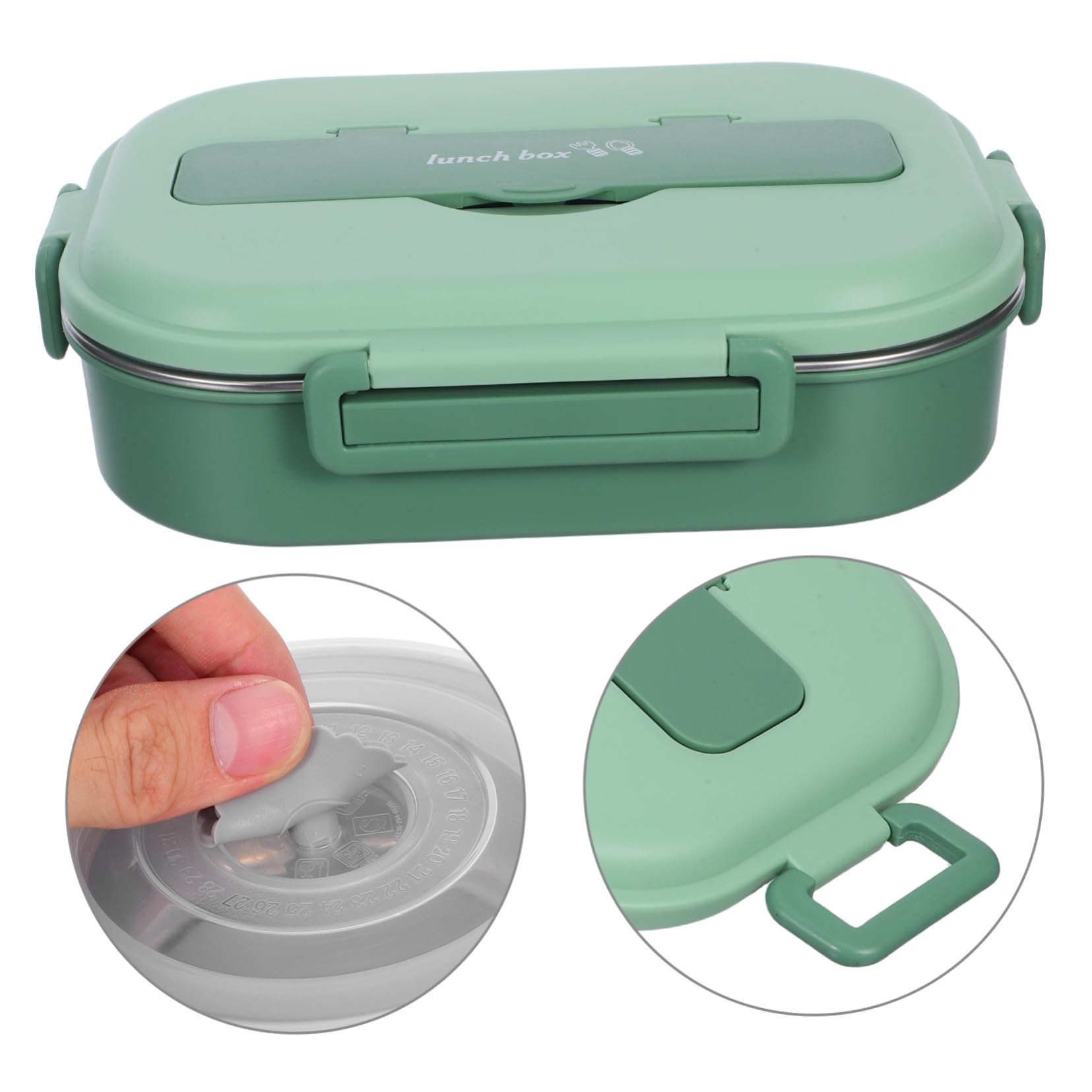 Fiambrera Acero Inoxidable Infantil 1500ml Verde con 4 Compartimentos | Taper de Acero Inoxidable con Tapa, Caja de Refrigerio Bento, Bento Box, Loncheras para Decoracion Colegio