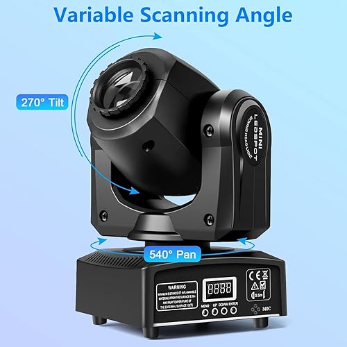 Miniatura 4 de UKing Luces de escenario luces de cabeza de movimiento 8 Gobos 8 colores 11 canales 25 watts DMX 512 con sonido activado para bodas DJ fiestas