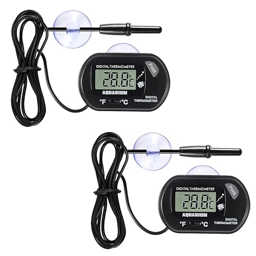 Termómetro de acuario preciso, termómetro digital LCD para pecera, con 2 ventosas, sonda y batería, termómetro digital de acuario para tanque de