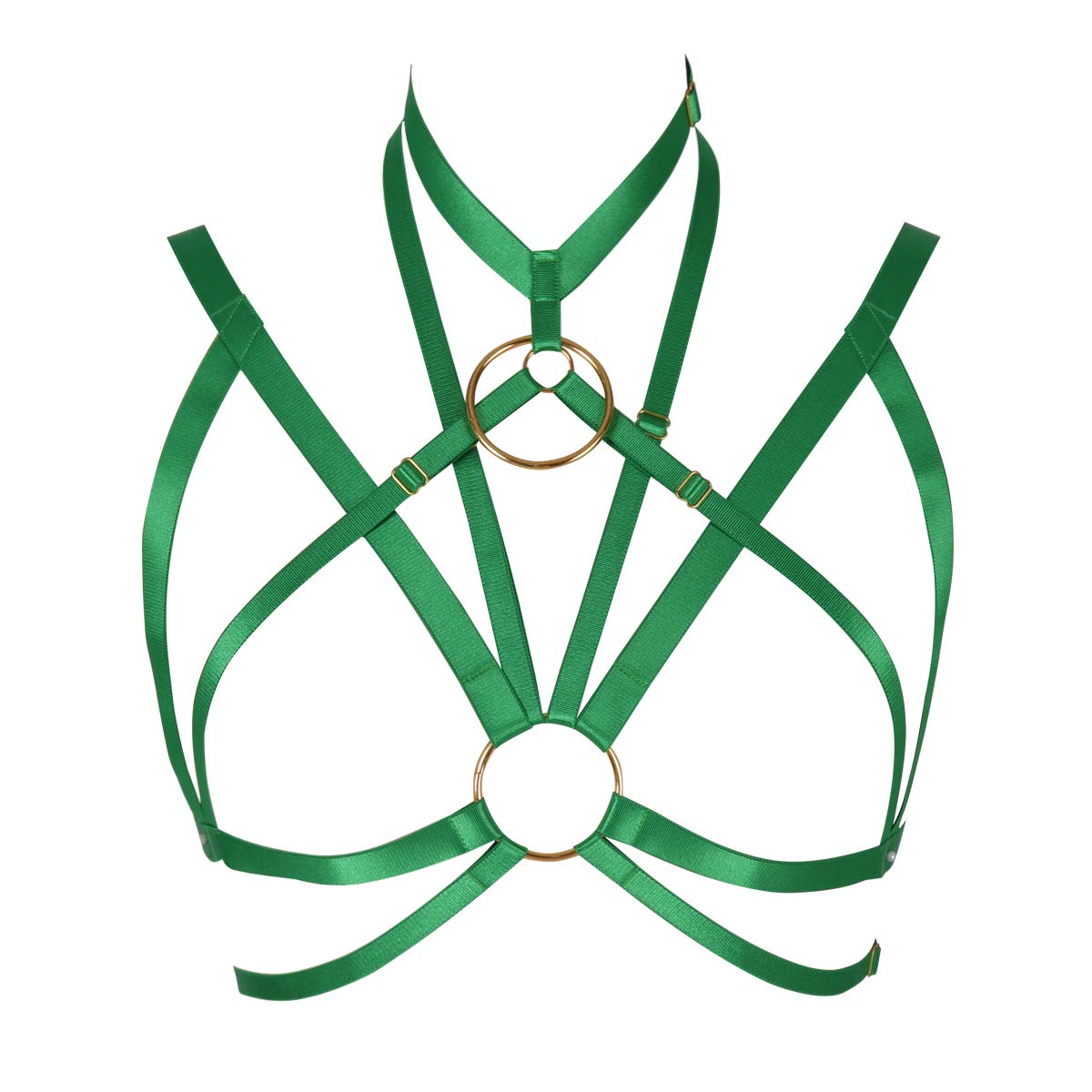 PETMHS Punk Harness Cage Bra Elastic Womens Plus Size Strappy Cupless Breast Bra Harness