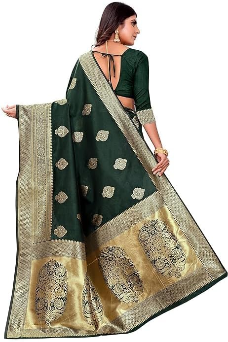 Surat Saree Collection Women's Pure Kanjivaram Silk Saree Soft Design With Blouse Piece For Wedding (Pari122-51)