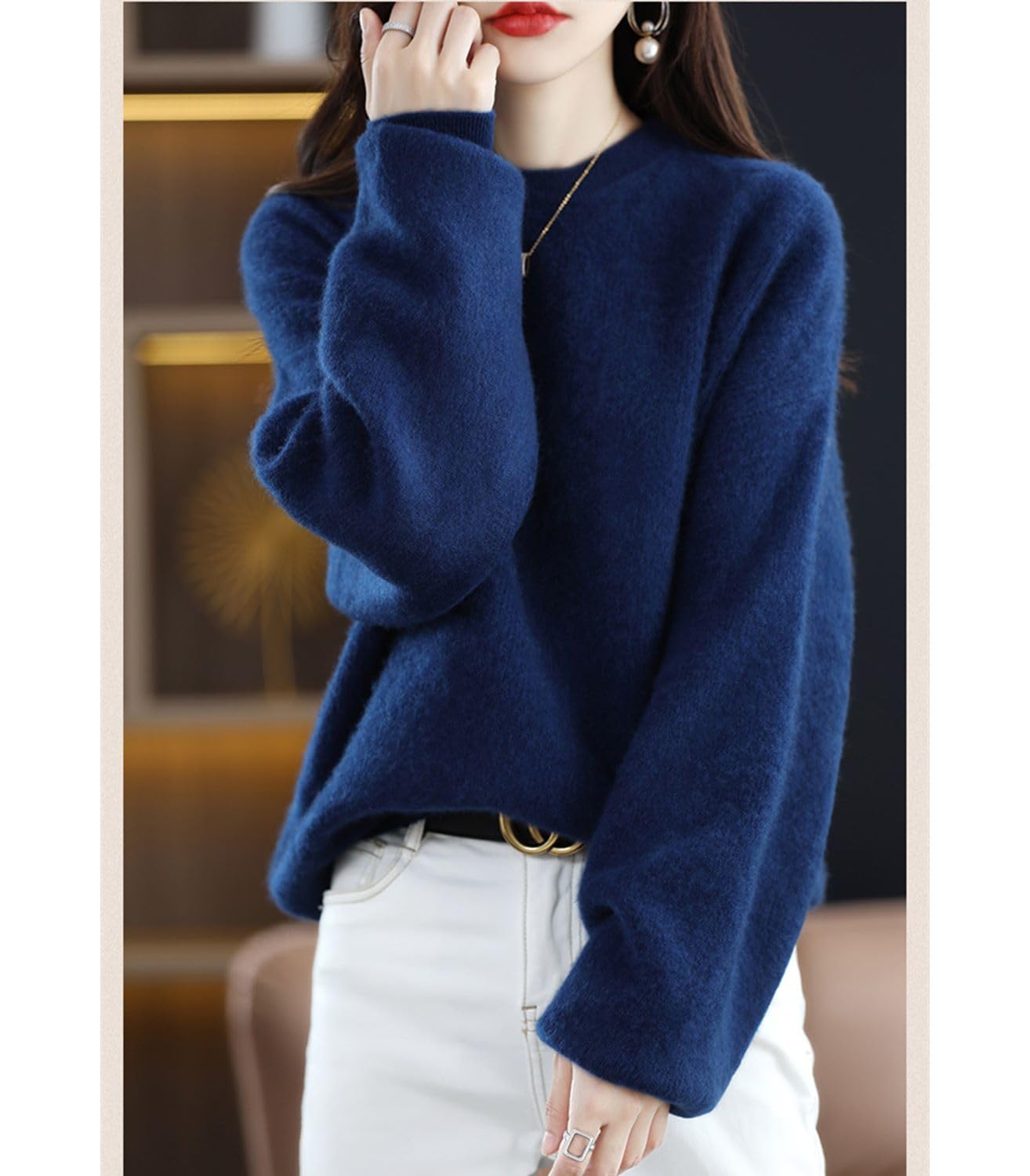 Maglioni da donna 100% pura lana merino pullover autunno inverno sciolto lavorato a maglia O-collo manica lunga spessa top caldi