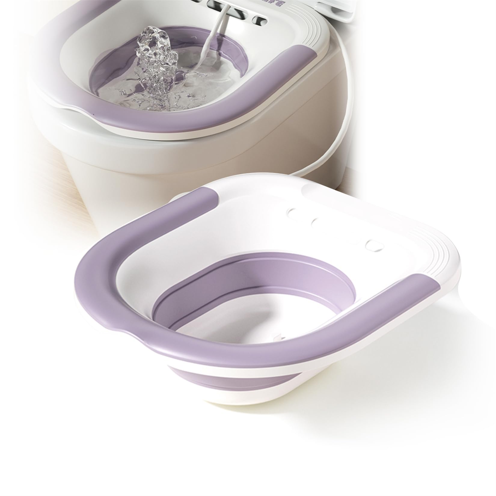 Bain de Siège Bidet Portable pour Hémorroïdes Siège de Toilette pour Soins Postpartum Pliable Sitz Bain Bassin Bain de Siege Toilette Intime Adapté aux Toilettes Standard