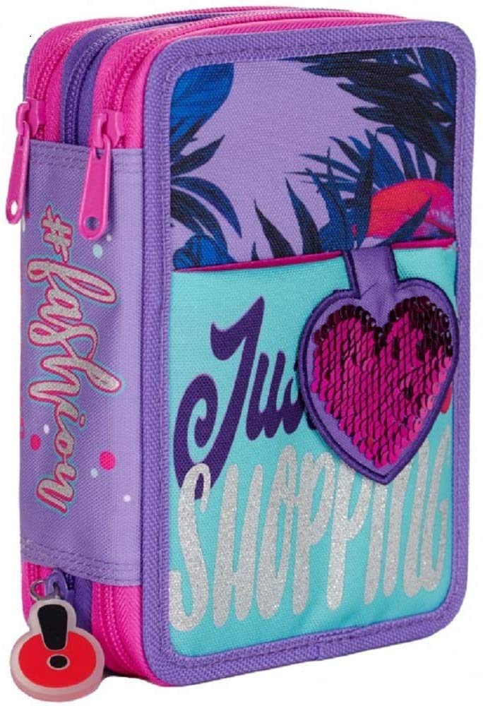 Gopop Schoolpack Zaino Trolley Love Fashion Scuola 47x34x23 cm + Astuccio Completo 3 Zip