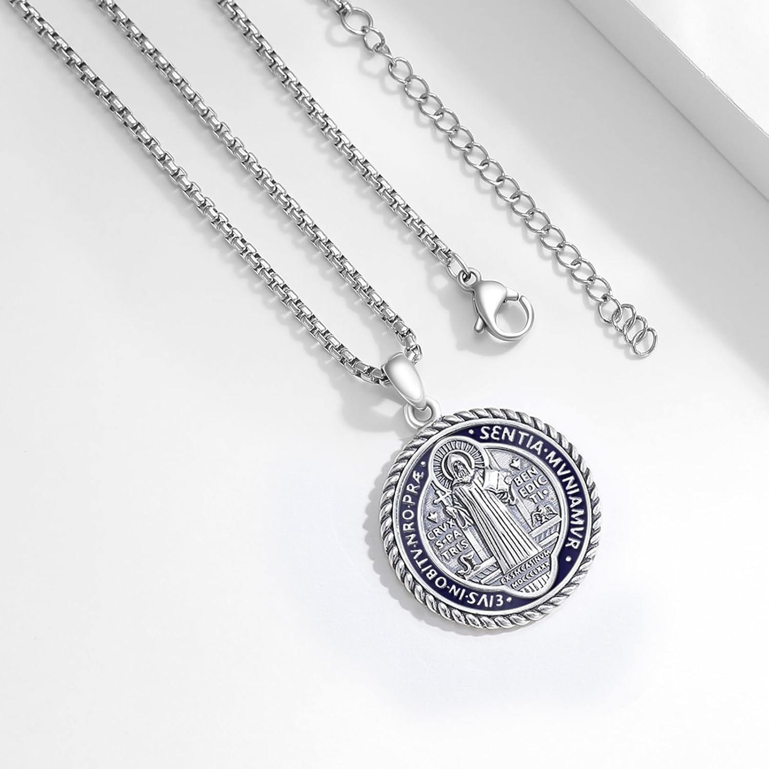 925 Sterling Silver St Michael/St Benedict/Virgin Mary Miraculous Medal Necklace Protection Amulet Pendant Catholic Medallions Jewelry - Image 3