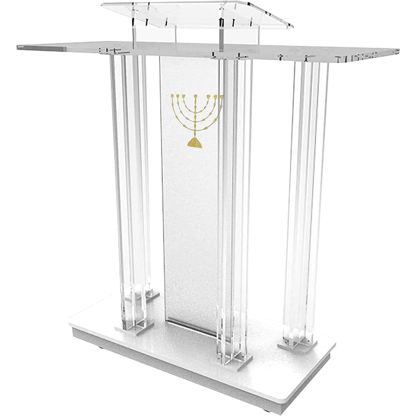 Mównica Podium Stojak, Rolling Pulpit Pulpit Przezroczysty Akryl Podium Pulpitos Para Iglesias z Kołami, Led Pulpit Ambona na Kółkach, Stół dla Gości, Biurko Powitalne, Kościół, Szkoła, Przezroczysty